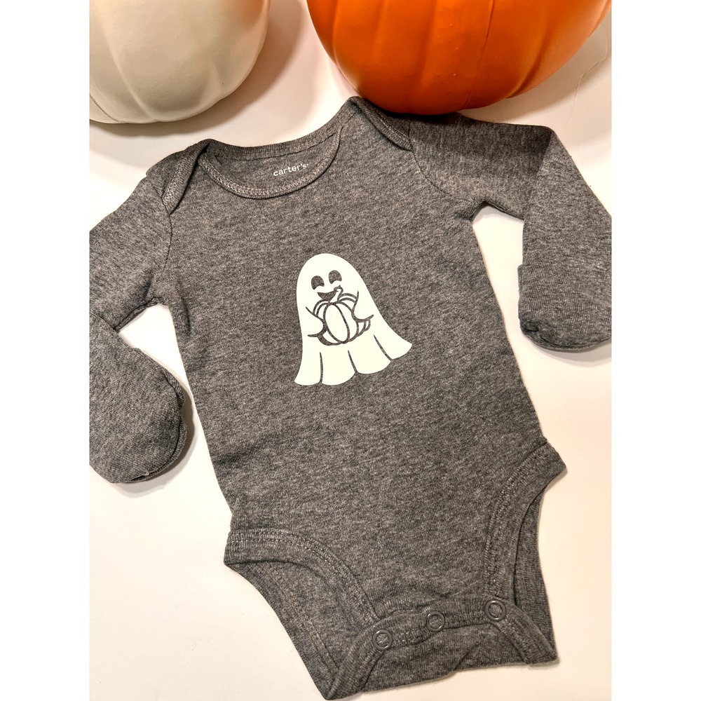 Upcycled Spooky Ghost Newborn Long sleeve Body Suit